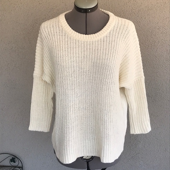Madewell Sweaters - Madewell cable knit cream sweater sz small linen